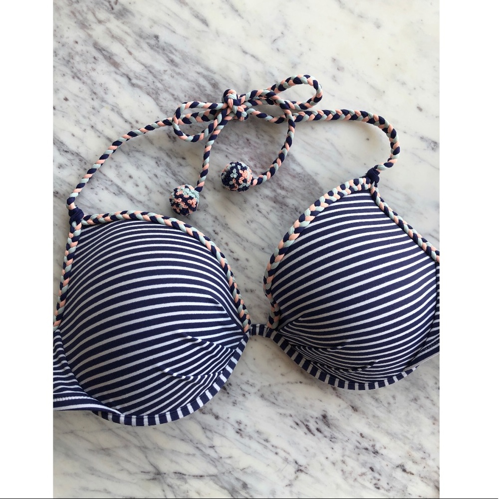 Victoria’s Secret Navy & White Striped Bikini Top